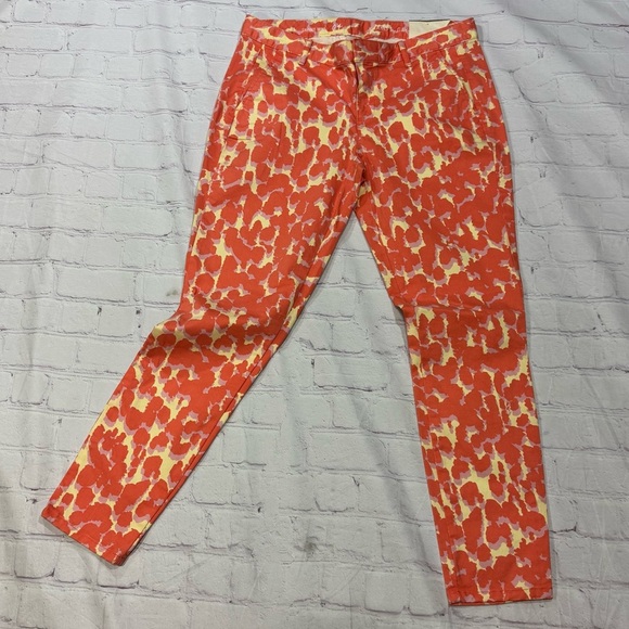GAP KHAKIS BY GAP skinny mini Vibrant Orange and Cream cropped Pants size 4 Nwot - Picture 1 of 16